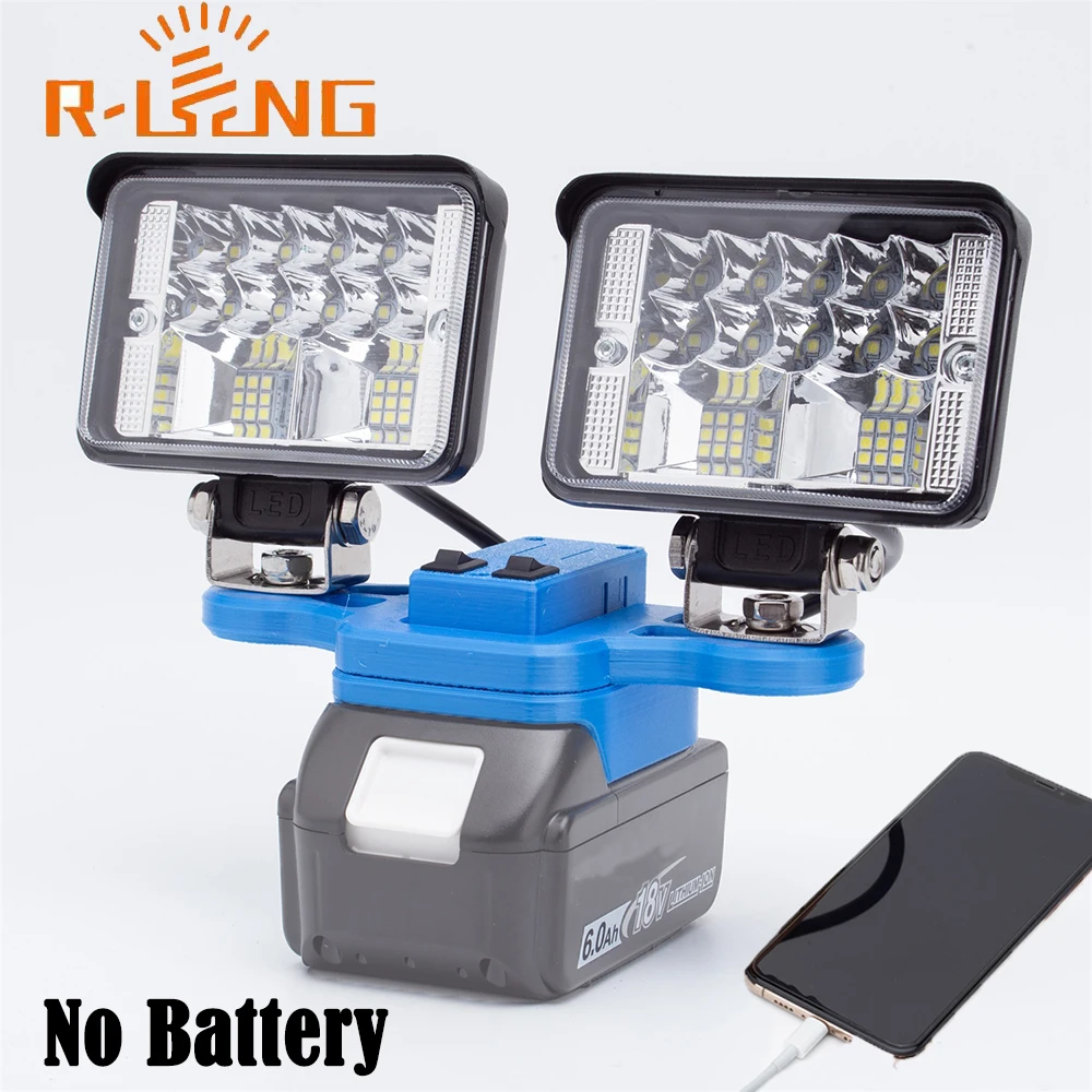 Tragbare LED-Arbeitsleuchte für Makita 18 V Lithium-Akku mit USB Typ C, kabellos, für Arbeiten im Freien, Angeln, Hand-Notlicht Image