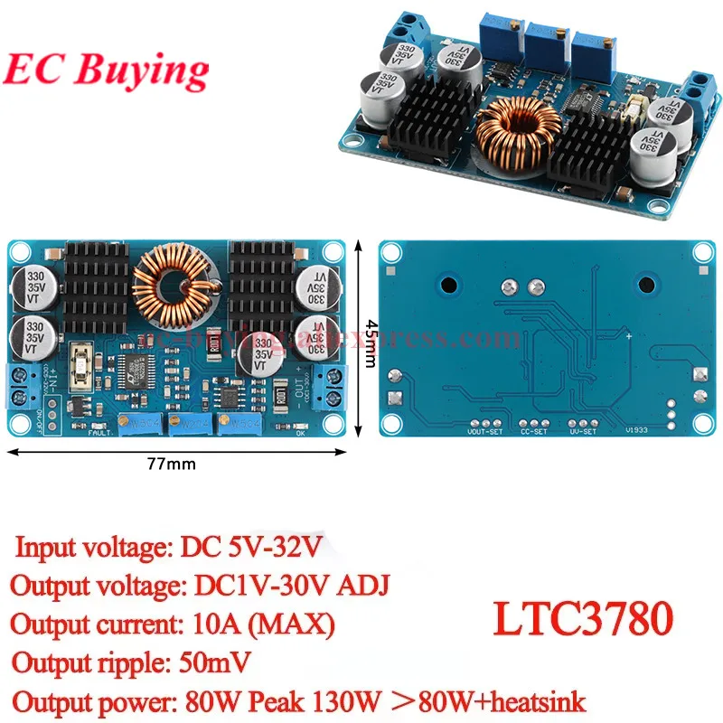 LTC3780 DC-DC 5-32V zu 1V-30V 10A 8A Automatische Step UP Down Converter Boost Buck Lade Netzteil Modul Auto Solar Ladegerät Image