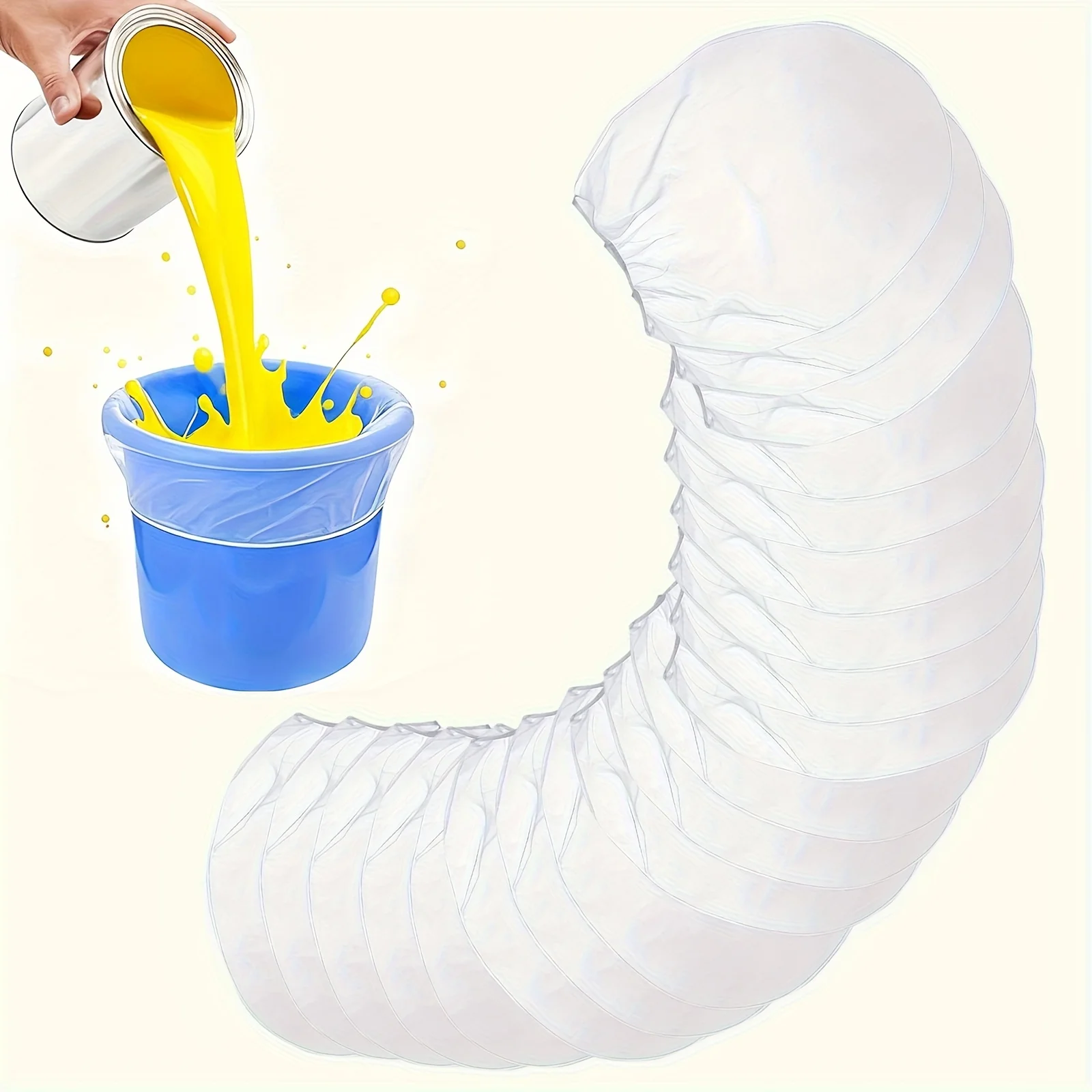 25 Stück 5 Gallonen elastische Top-Farbsiebbeutel, weißer feinmaschiger Beutel, Farbfilterbeutel für Hydrokultur, Malerei, Gartenarbeit Image