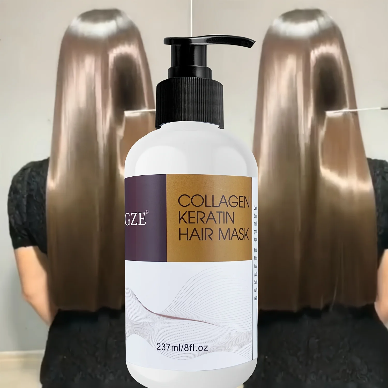 GZE Collagen Keratin-Haarmaske – Tiefenpflege für trockenes Haar – mit Arganöl, Kokosnussöl und Sheabutter angereichert Image
