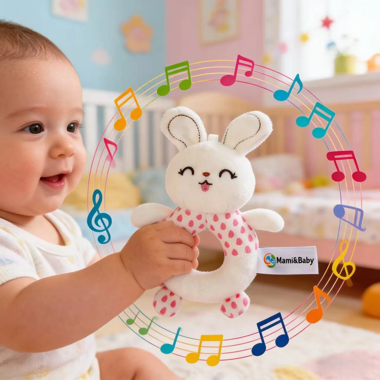 Baby-Rassel-Spielzeug 0-12 Monate, Mehrfarbiges Sensorik-Spielzeug, Tierförmiges Greifspielzeug mit BB-Geräusch, Frühkindliche Lernentwicklung Image