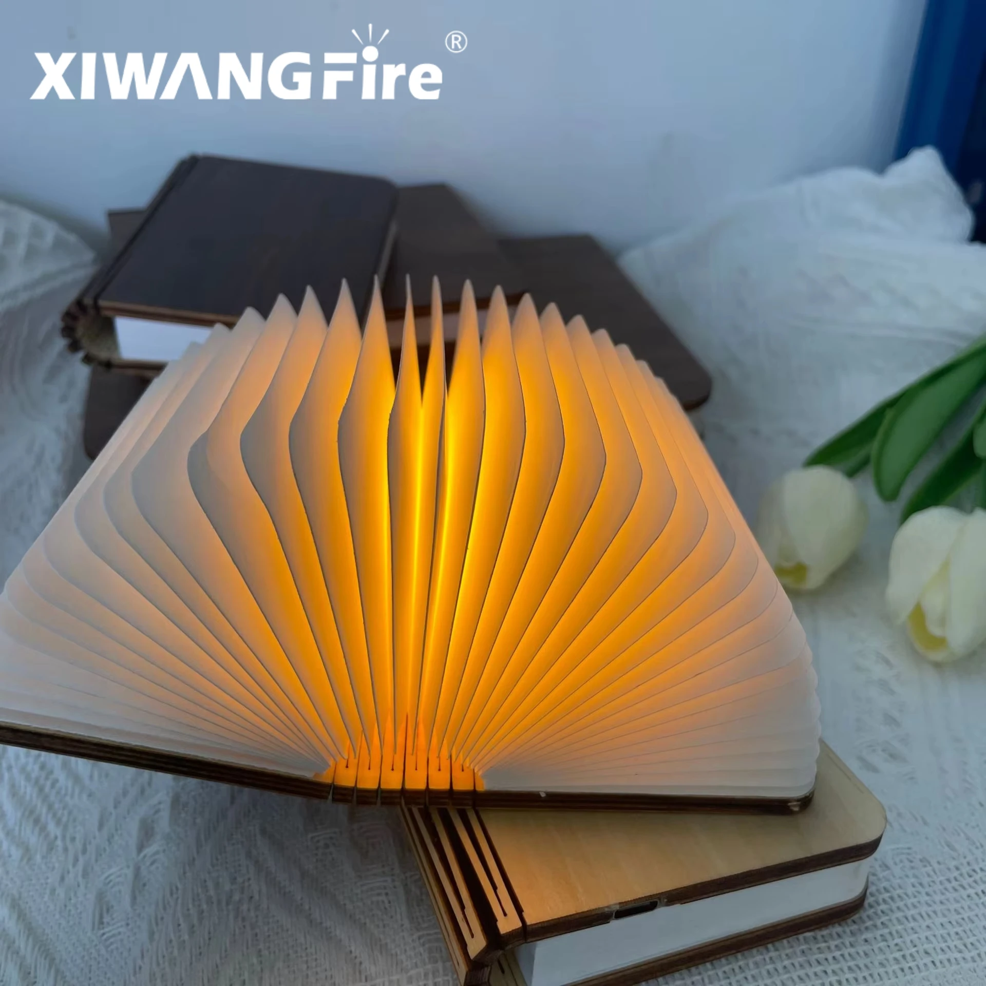 3D Faltbuch Licht LED Nachtlicht 3-Farben USB Aufladen Tragbare Holz Magnetische Tischlampe Dekoration Weihnachten Urlaub Geschenk
