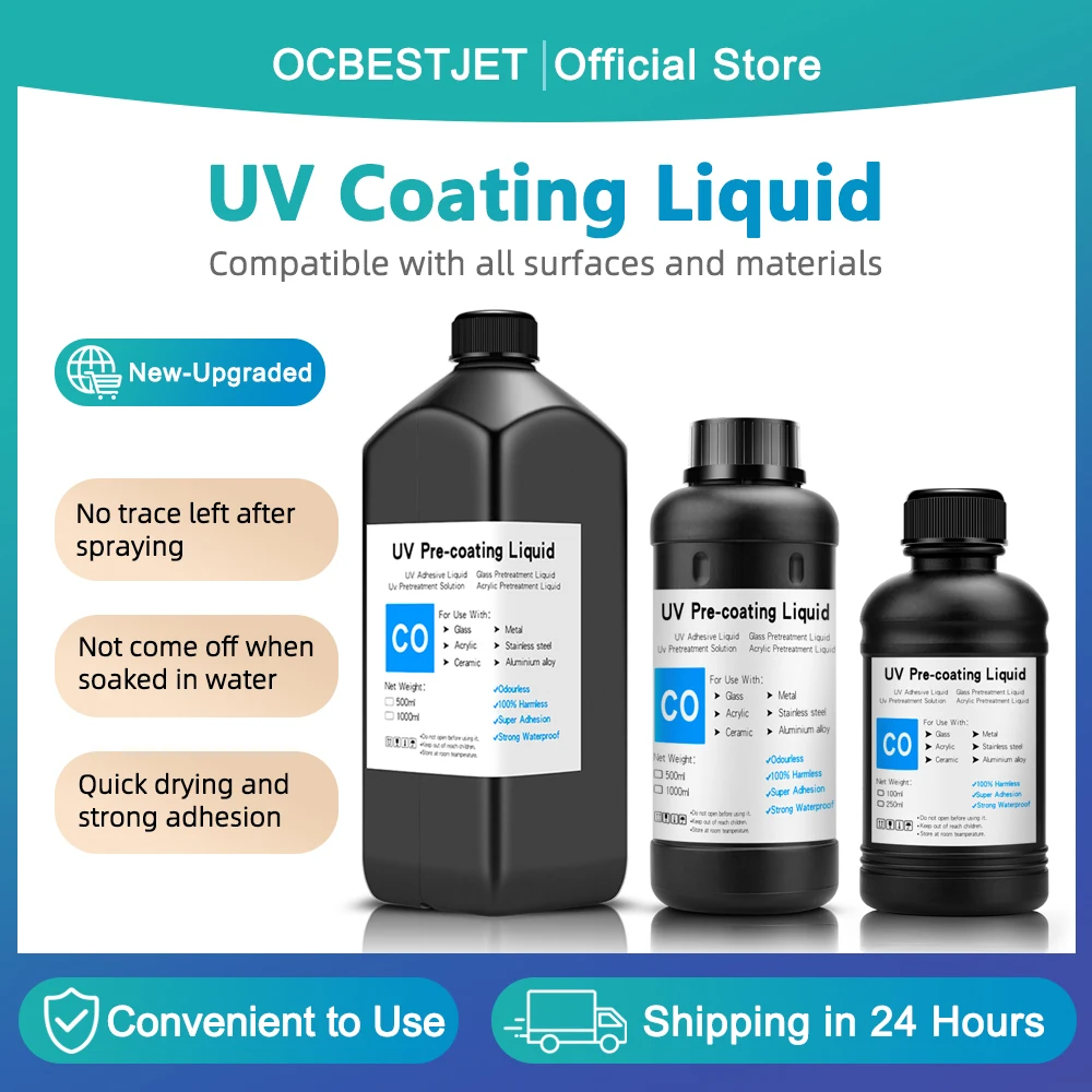 1000 ml UV-Vorbeschichtungsgrundierung für UV-Flachbettdrucker zum Drucken auf Glas, Keramik und Acryl, Metall, Holz, UV-Beschichtungsflüssigkeit