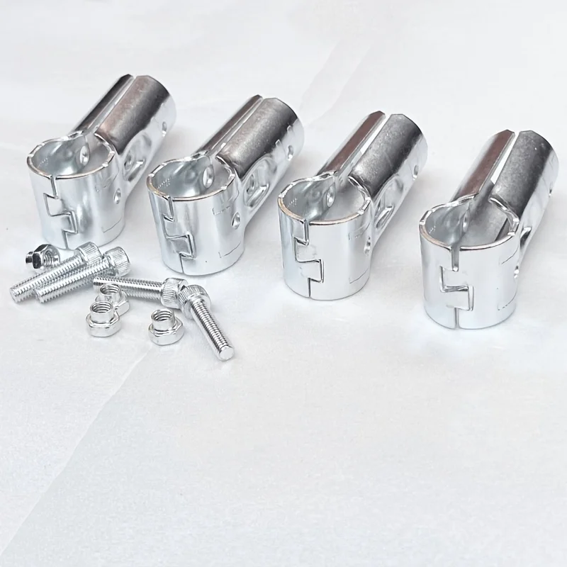 4 Stück T-förmige 25-mm-Rundrohrverbinder aus Edelstahl, feste Schnalle mit Bolzen und Mutter für Bau und Ingenieure Image