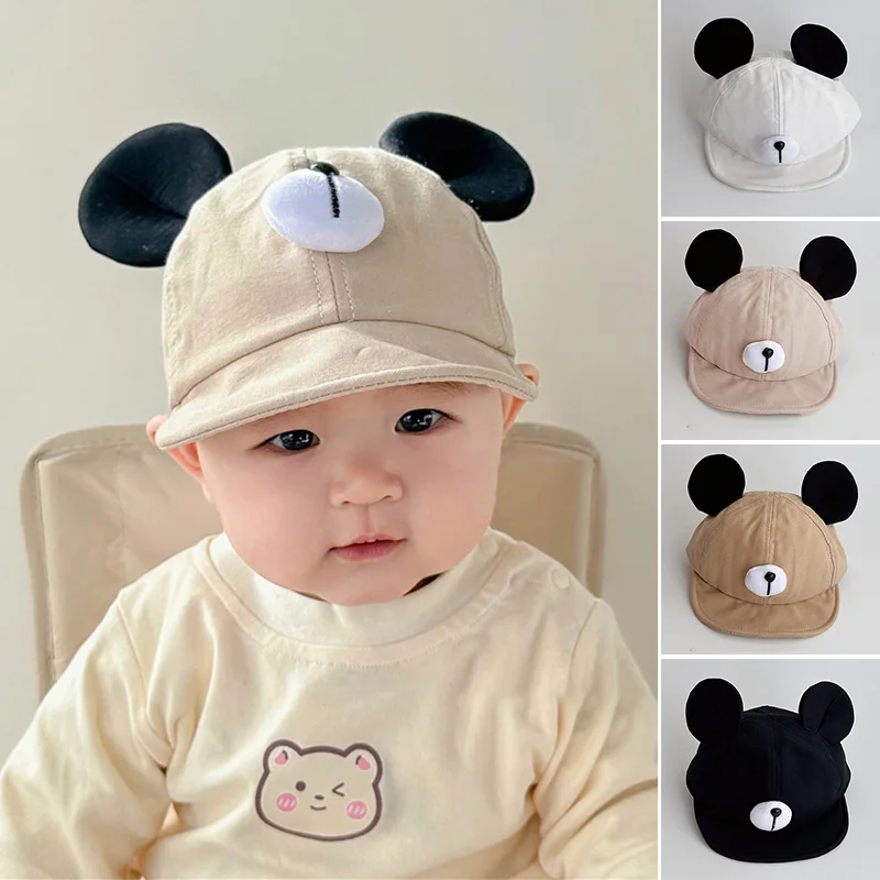 Nette Bär Ohr Baby Hut Kinder Junge Mädchen Weiche Baumwolle Schirmmütze Kappen Kinder Cartoon Casual Sonnenblende Hüte Image