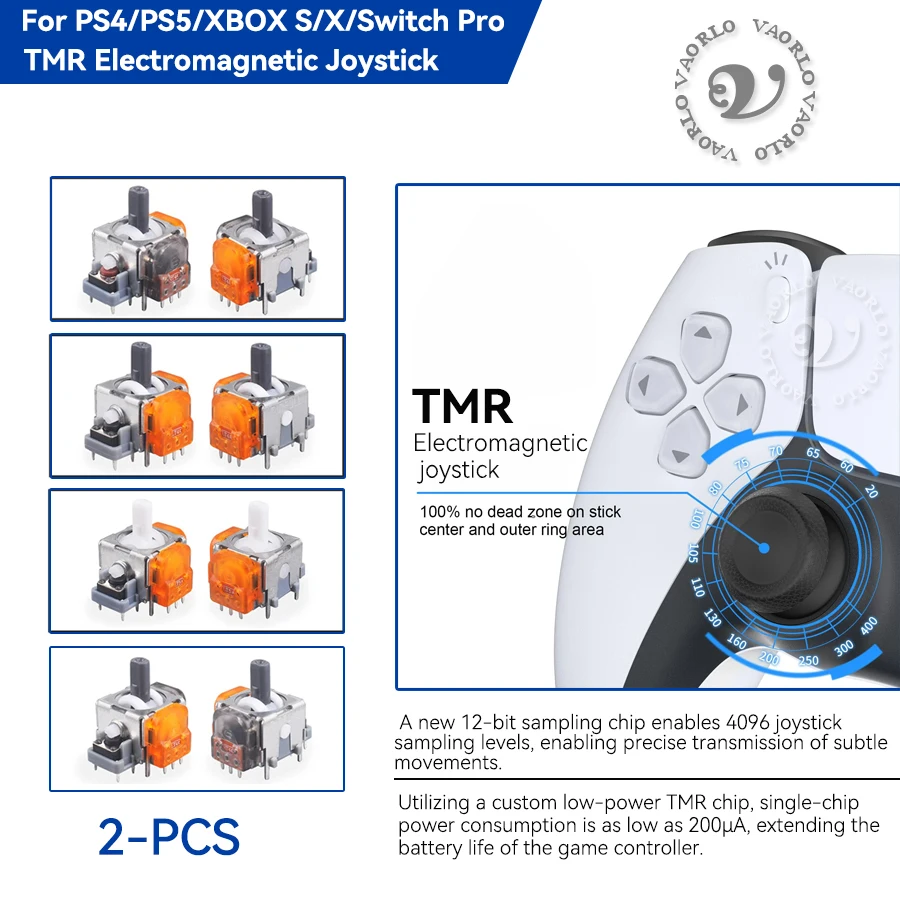 2 Stück TMR-Magnet-Joysticks für PS4/PS5-Gamecontroller, 3D-Analog-Joystick-Sensormodul für PS4/PS5/Xbox Series S/X, Thumbstick-Reparaturteile, Spielzubehör Image