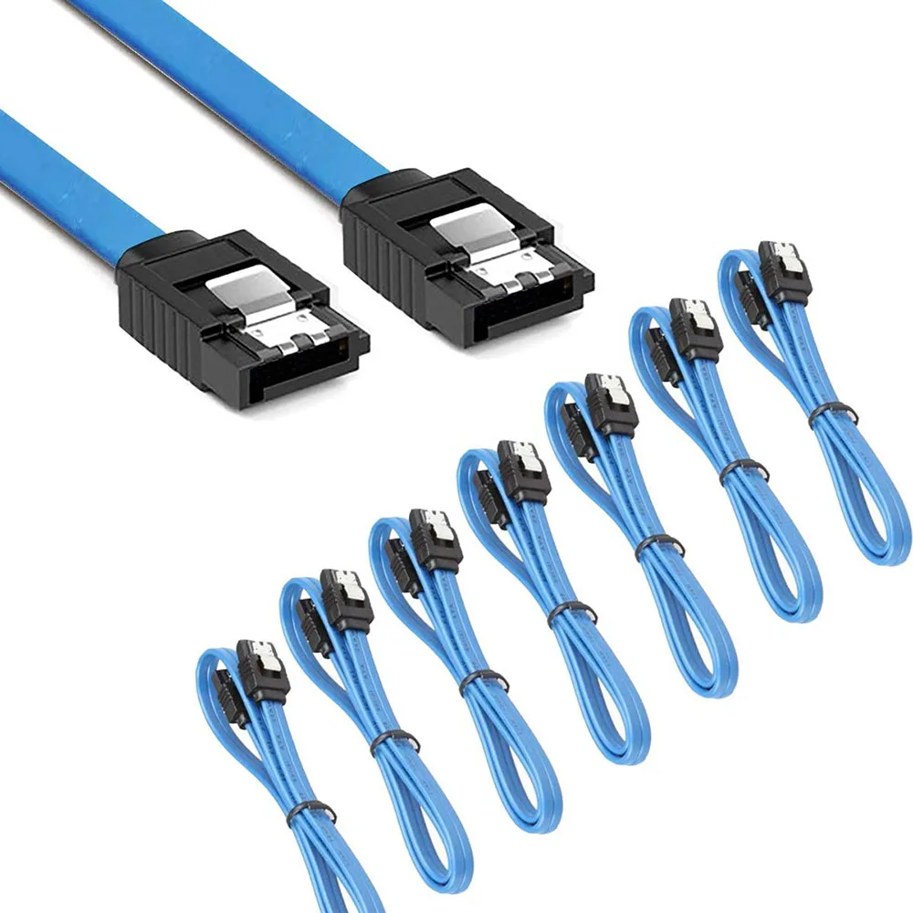 12er-Pack 90-Grad-Winkel-/gerades SATA III HDD SSD Kabel 6,0 Gbps mit Verriegelungsvorrichtung 16 Zoll für SATA HDD, SSD, CD-Laufwerk Image