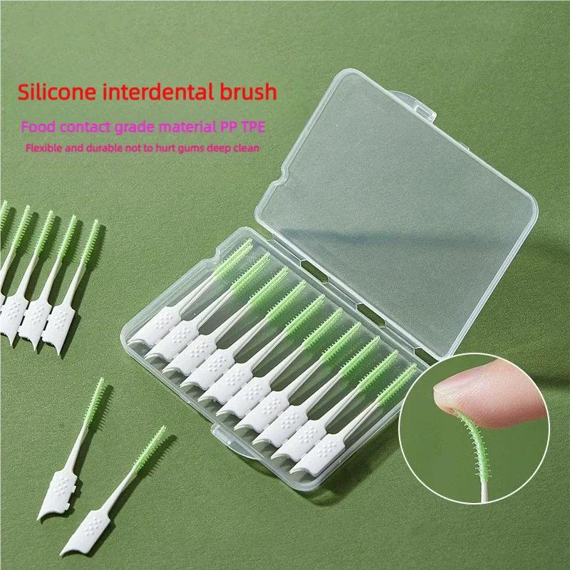 40/10Pcs Weiche Gummi Interdentalbürste Zahnreinigung Zahnbürste für Mundhygiene Pflege Zähne Reinigung Werkzeug Box Pack Image