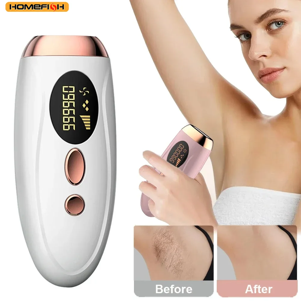 HOMEFISH Laser-Epilierer, IPL-Haarentfernung für Frauen, Körper, Bikini, Gesichtsbehandlung, 990.000 Blitze, dauerhafter, schmerzloser IPL-Haarentferner-Laser Image