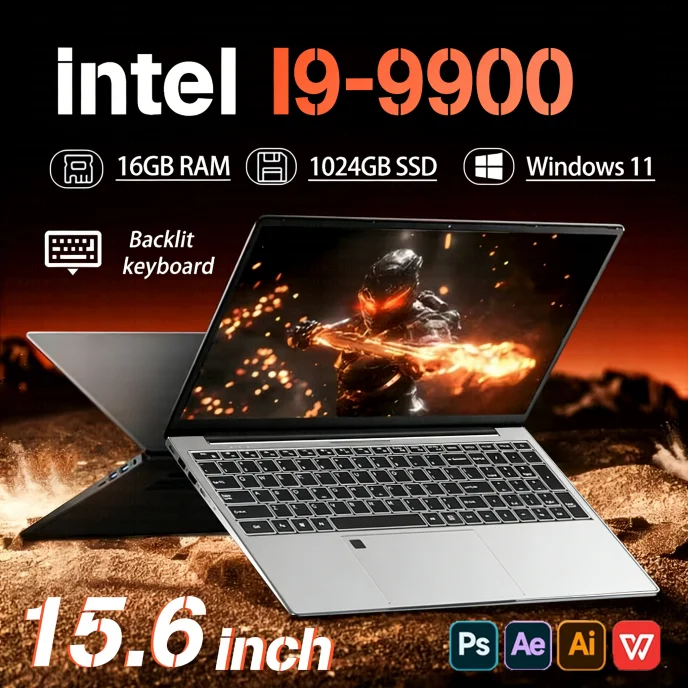 15 Zoll Windows 11 Pro Laptops Intel Core i9-9900 16GB RAM 1TB SSD Office Gamer Study Notebook Computer PC Image