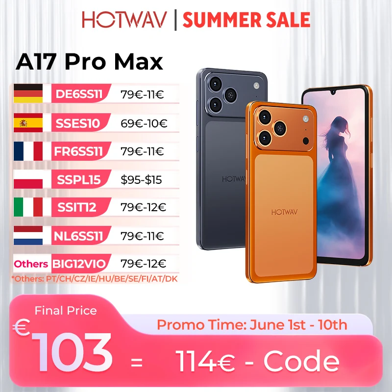 HOTWAV A17 Pro Max Smartphone 6,75'' 120Hz 4GB 256GB Mobiltelefon Android 15 5160mAh Schlankes Handy mit 3,5mm Kopfhöreranschluss Image
