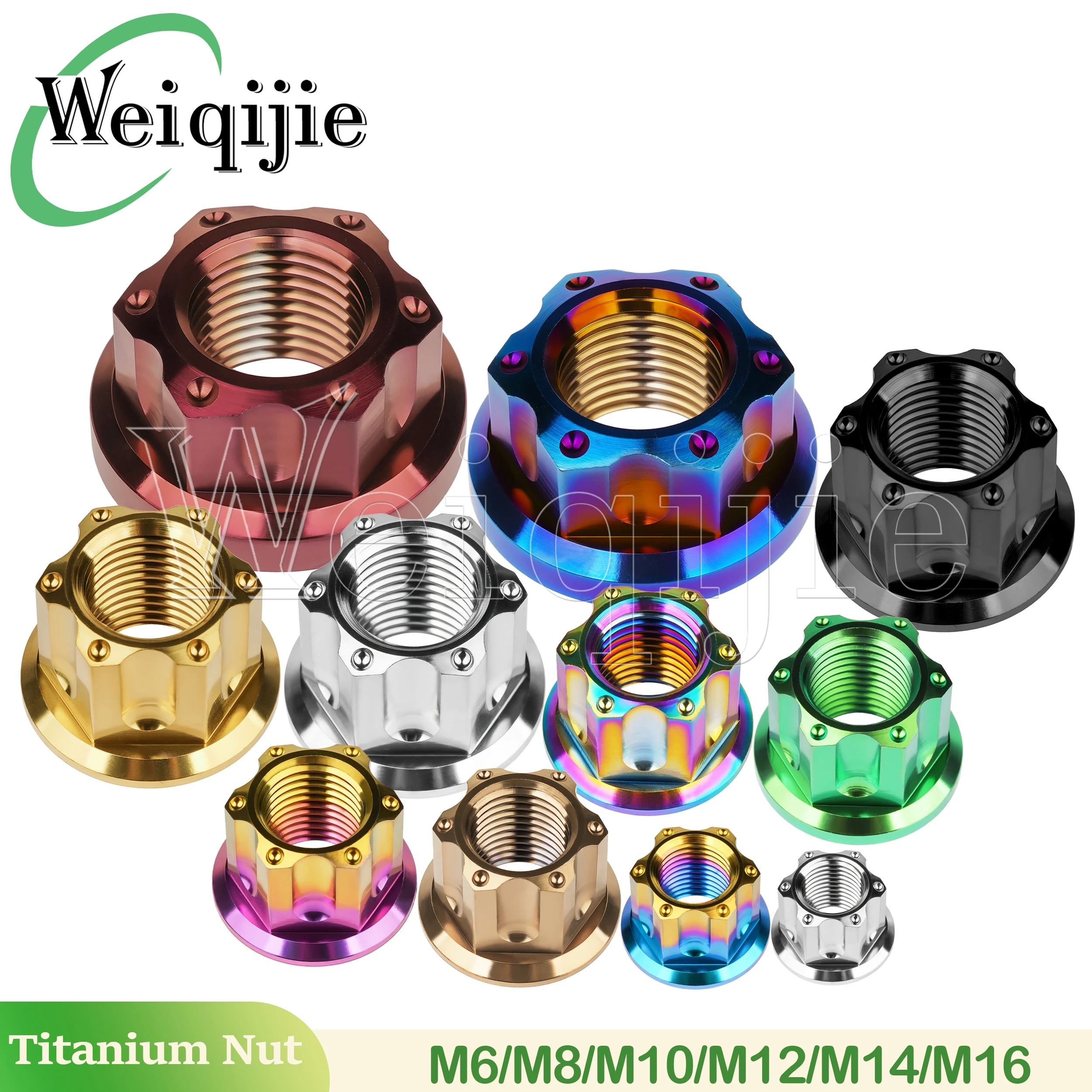 Weiqijie Titanmutter M6 M8 M10 M12 M14 M16 Torx Flanschmutter Sechskant Titanmutter Befestigungselement für Motorrad Auto Fahrrad Image