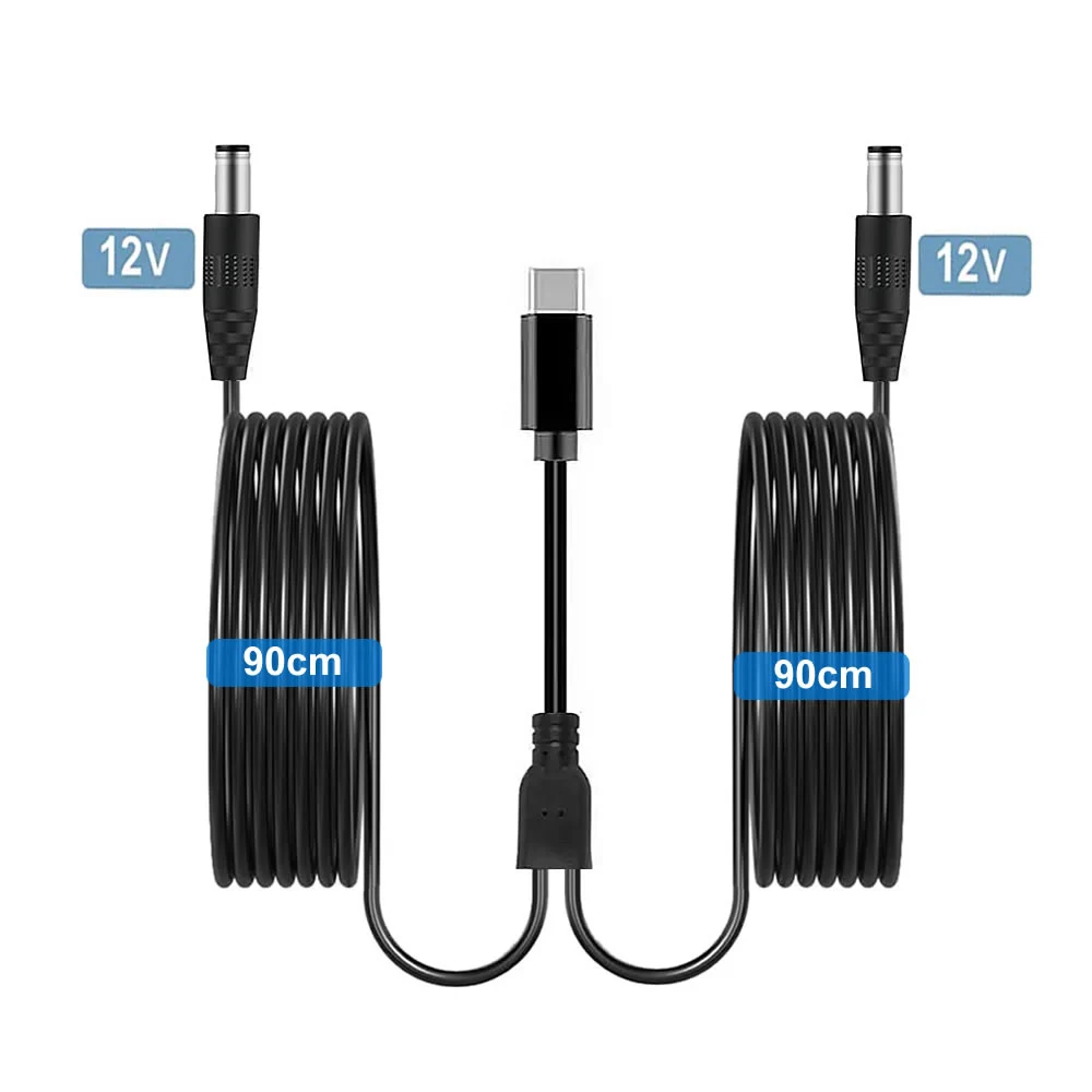 Neue 2 Dual DC zu Typ C USB C PD 12 V 3A 5,5x2,1mm 2,5 Netzteil Kabel für Wireless Router LED Streifen Lautsprecher CCTV Kamera Image