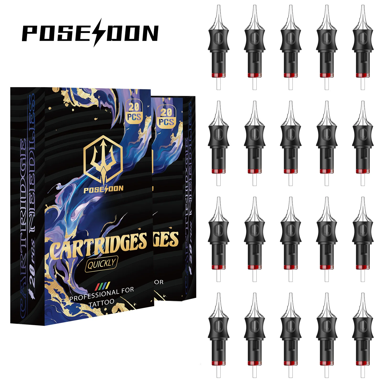 Tattoo Nadeln POSEIDON V5 20PCS Tattoo Nadeln Einweg Safty RL Tattoo Patrone Nadel Heißer Permanent Make-Up Tattoo Nadeln Image
