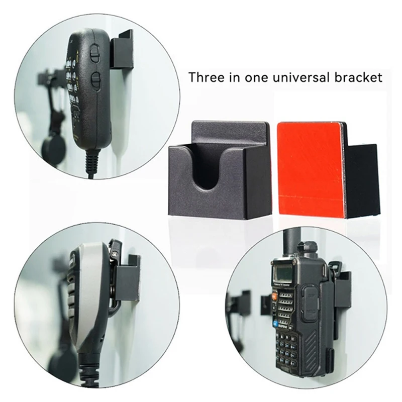 Walkies-Talkies-Halter, 3-in-1-Clip, Wandhalterung, ABS-Clip, selbstklebende Rückseite, einfache Installation, Walkies-Talkies, hält Geräteständer Image