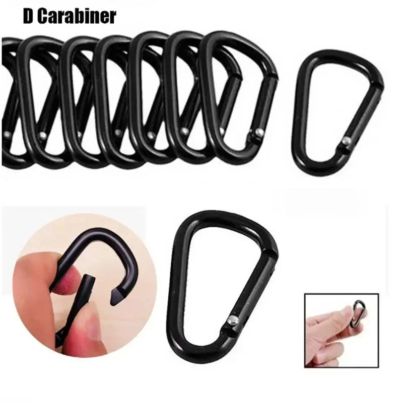 Vielseitige schwarze Outdoor-Wanderschnalle mit Haken vom Typ D: langlebig Image