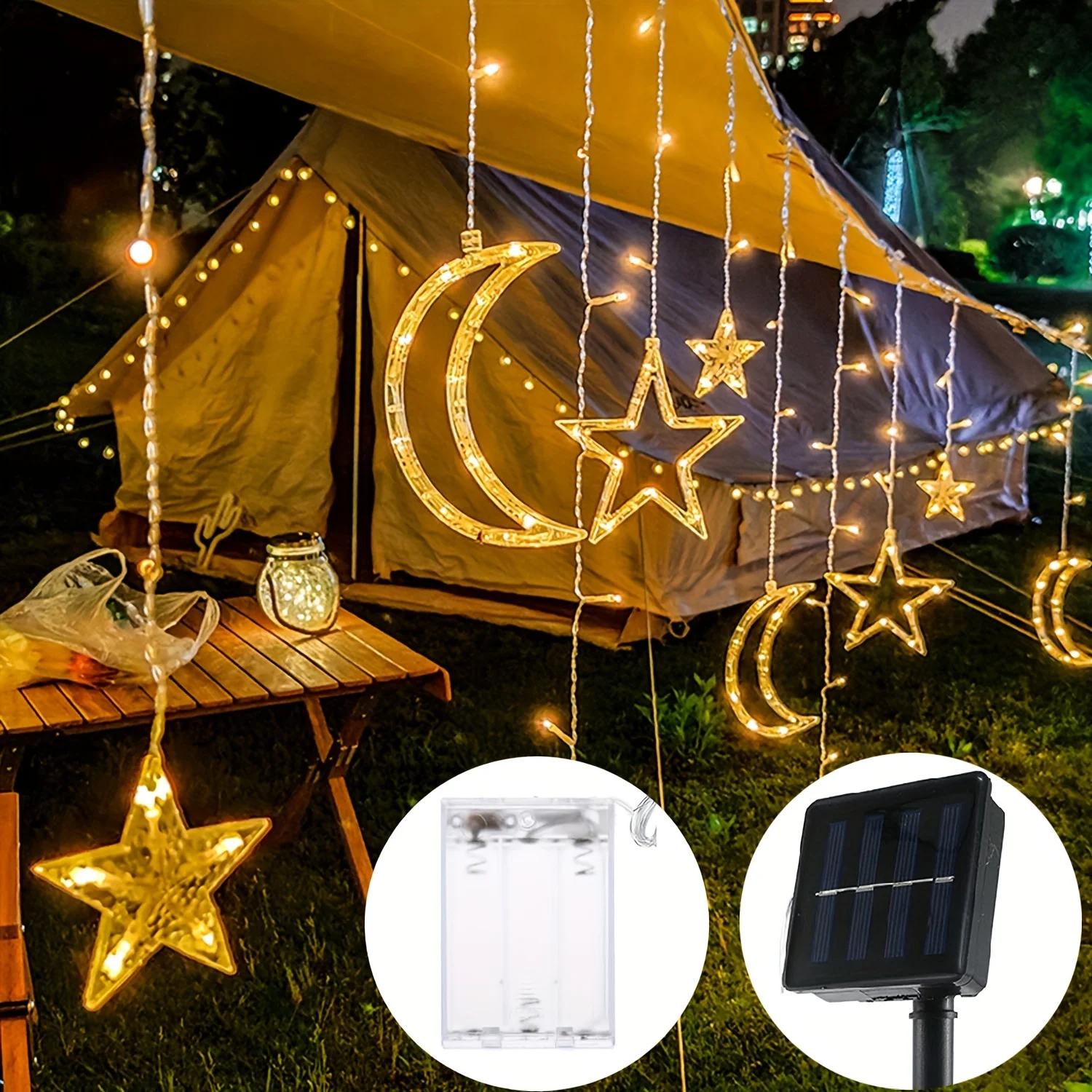 Stern Mond Solar Batterie Lichterketten 8 Modus Outdoor Weihnachten Girlande LED Lichterkette für Ramadan Girlande Hochzeit Neujahr Dekor