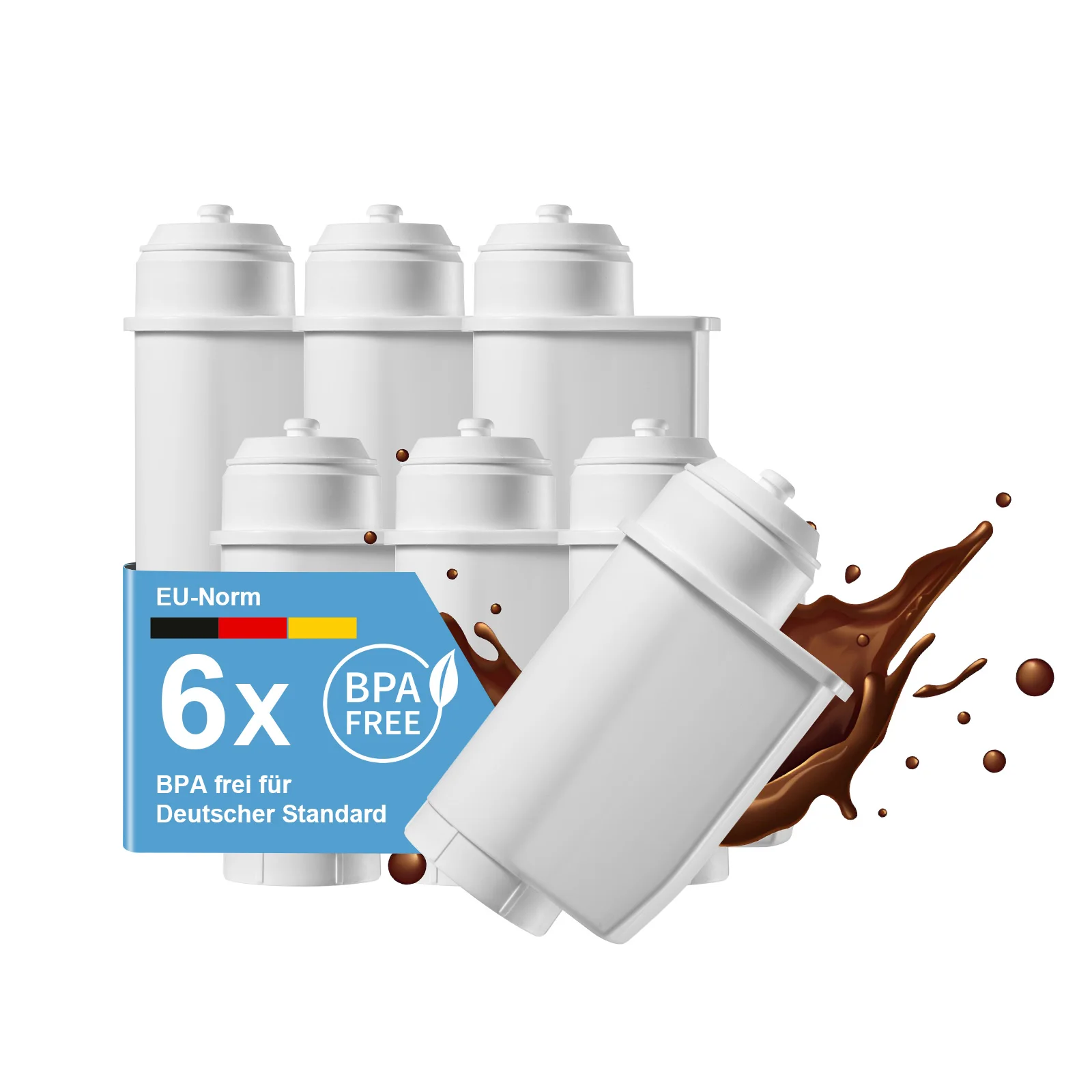 Reimol 6 Stück Wasserfilter für Siemens® EQ Series, EQ3/EQ6/EQ9, EQ500, S700, 3200 Wasserfilter Kaffeevollautomat für Bosch® TCZ7003, TCZ7033, für Brita® Intenza 57549 (6) Image