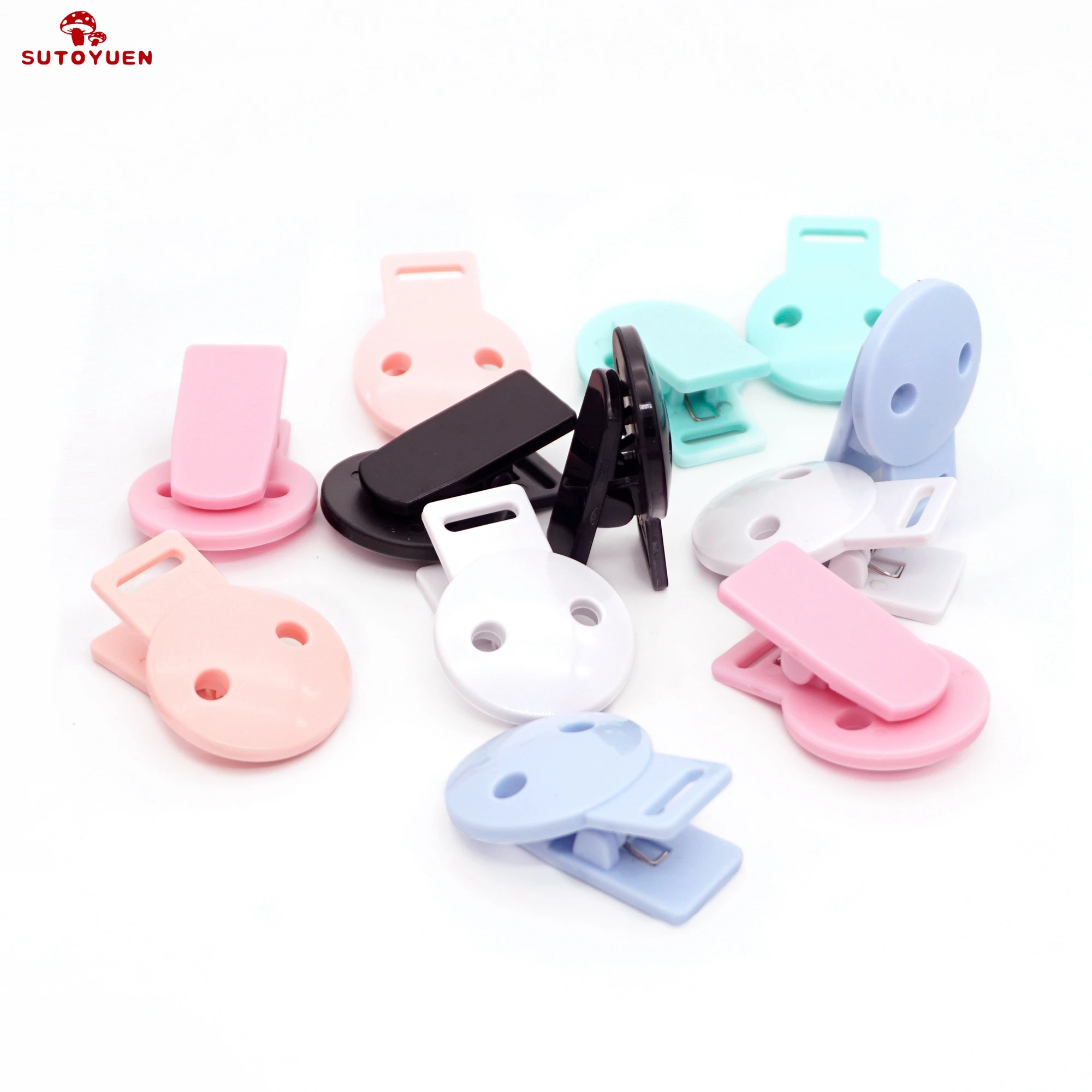 Sutoyuen 20 stücke Runde Kopf Schnuller Clip Schnuller Halter Für DIY Perlen Baby Schnuller Kette Kunststoff Schnuller Clips Baby Zubehör Image