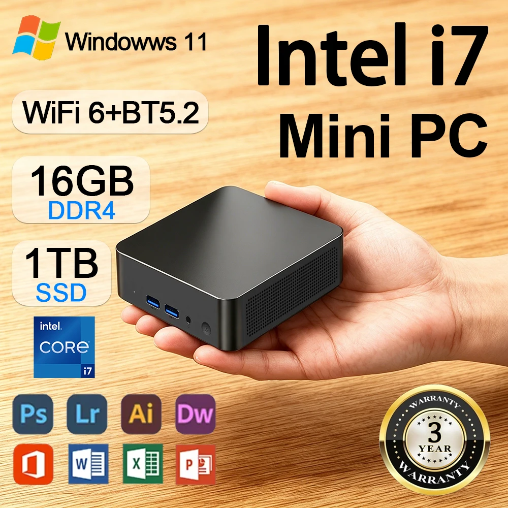 2026 Intel i7 4510U Mini-PC Taschencomputer Windows 11 16GB 1TB Gaming-Computer WiFi 6 USB Mini-Desktop Tragbarer PC Büro