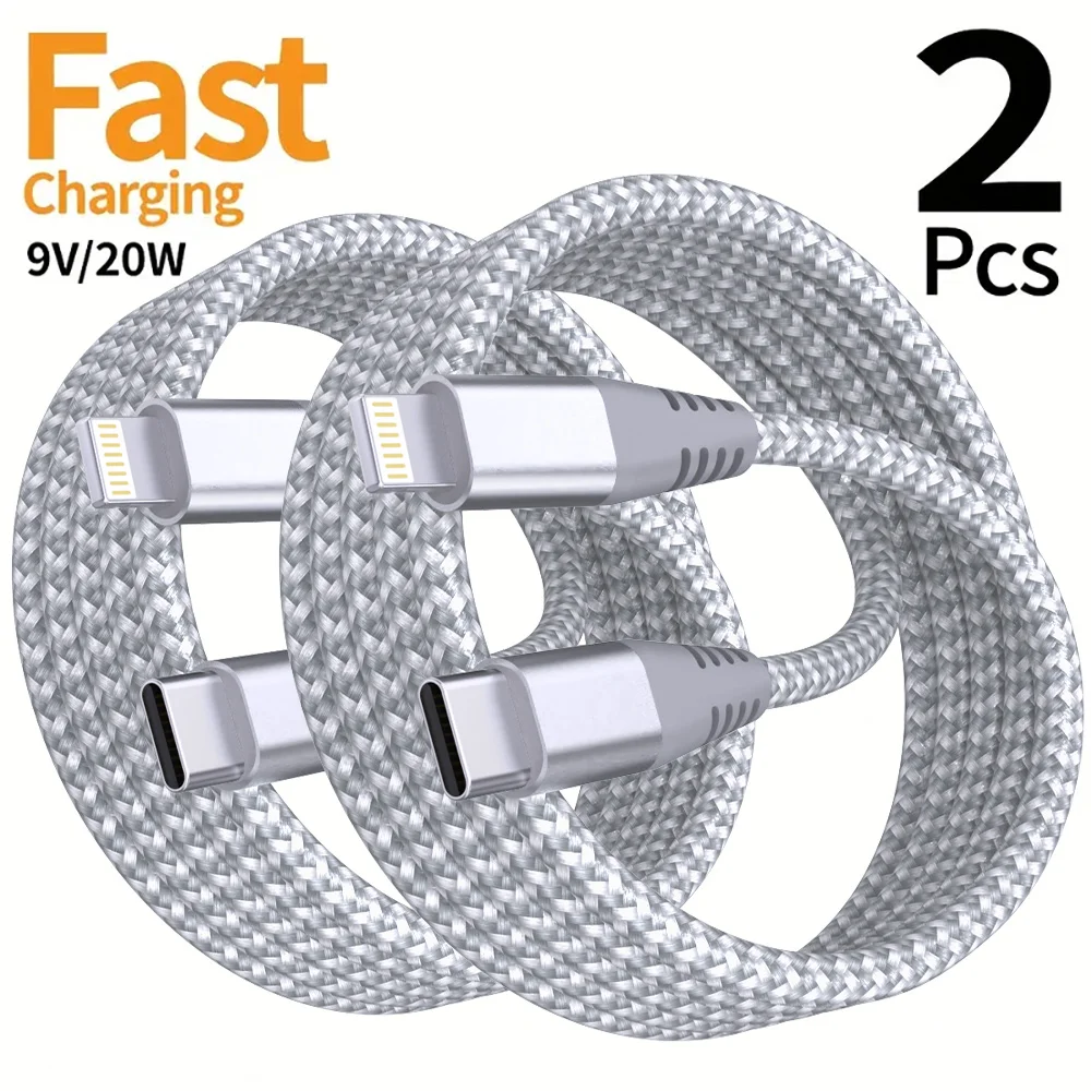 1PC 2PCS Typ C auf Lightning Schnellladedatenkabel MFI-zertifiziertes 20W Nylon geflochtenes Kabel für iPhone14 14Pro 14Plus 13 12 11 X Image