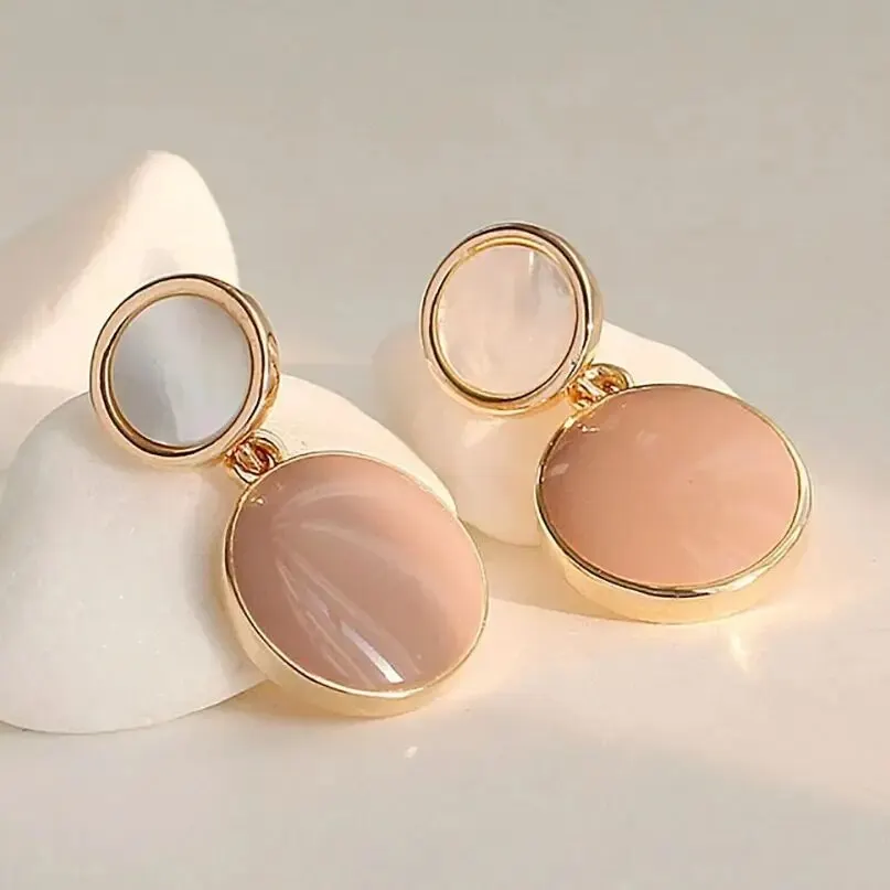 Trendy Einfache Geometrische Runde Anhänger Ohrringe für Frauen Süße Elegante Candy Farbe Tropfen Öl Baumeln Ohrringe Partei Schmuck Geschenke