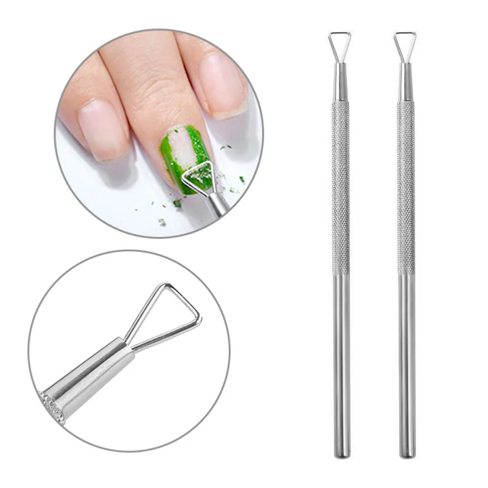 LINMANDA Nagelhautschieber aus Edelstahl, doppelseitiger Nagelpunktierstift, Metall-Entferner für abgestorbene Haut für professionelle Maniküre und Pediküre Image
