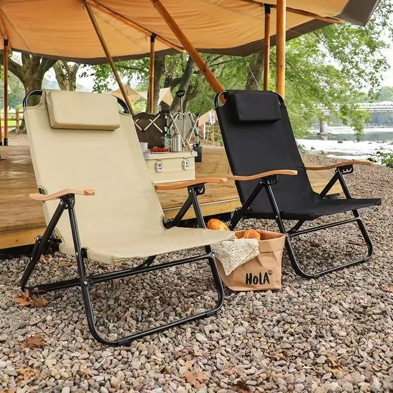 Kermit Campingstuhl mit hoher Rückenlehne, 5-fach verstellbarer Liegestuhl, faltbarer Outdoor-Stuhl, leicht, tragbar, für Strand, Angeln, Reisen Image
