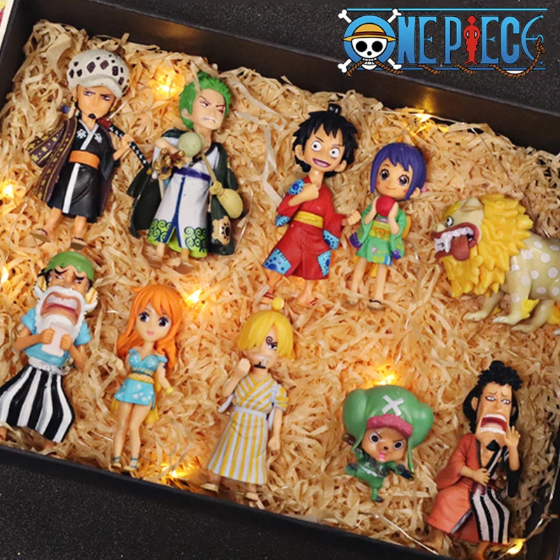 Heißer 10 Teile/satz One Piece Anime Figur Luffy Sanji Nami Zoro Chopper Frank Robin PVC Action Figure Modell Kinder Puppen geschenk Spielzeug Image