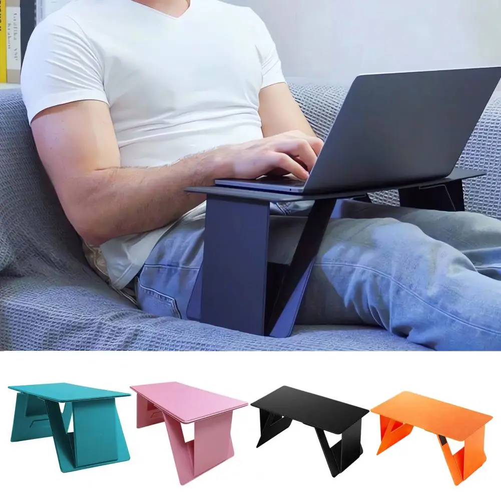 Kunstleder Holz Laptop Ständer faltbar Computer Support Ständer verstellbar kleine magnetische Laptop Schreibtisch Bett Image