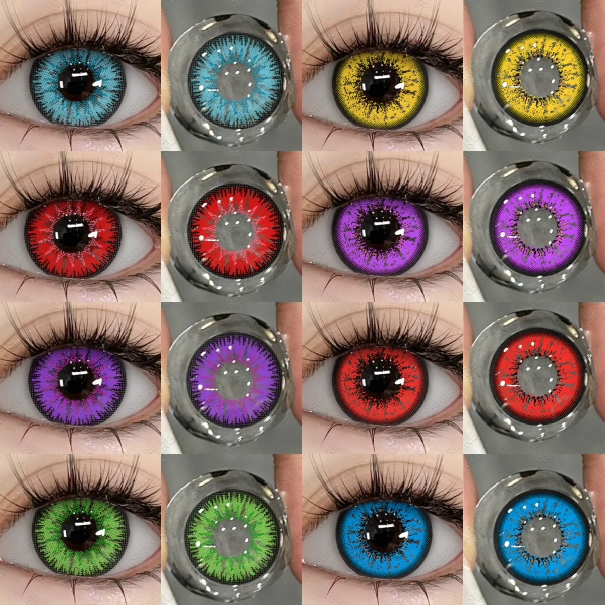 EYESHARE 1 Paar farbige Cosplay-Kontaktlinsen für Augen, Anime-Zubehör, Augenlinsen, jährlich, verrückt, Halloween, Make-up, farbige Augenlinse Image