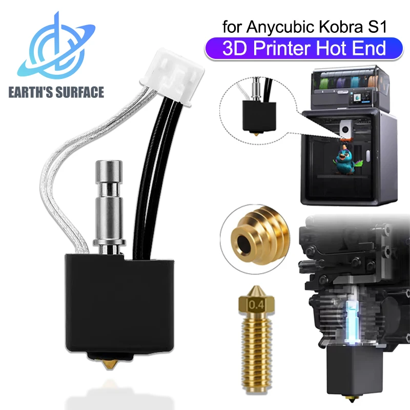 3D-Druckerteile für Anycubic Kobra S1 Combo Hotend Kobra S1C Hot End Kit Düse 0,2 0,4 0,6 0,8 mm Hotend Thermistor Kobra S1 Image