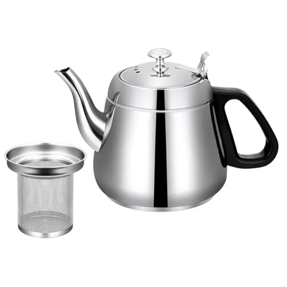 1,2 l/1,5 l Edelstahl-Teekanne, Kaffeekanne, praktisches modernes Design, Heißwasser-Teegeschirr mit feinem Filter zum Aufbrühen von losem Tee Image