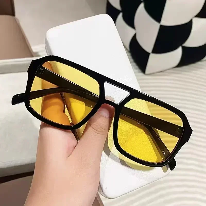 Vintage Quadratische Sonnenbrille für Frau Retro Marke Sonnenbrille Weibliche Schwarz Gelb Mode Candy Farben Oculos De Sol feminino Image