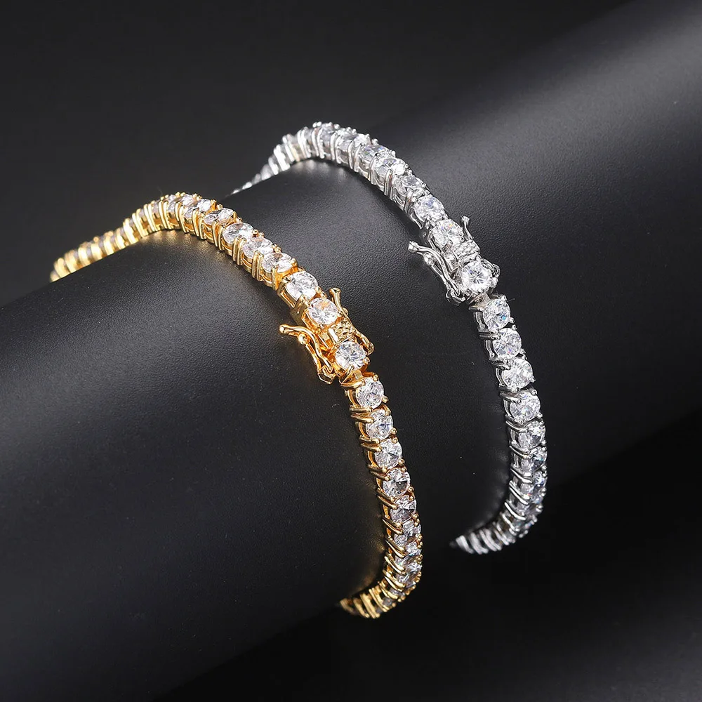 Iced Out Kristall Tennis Armband für Frauen Punk Hiphop Luxus AAA + Zirkonia Hochzeit Gold Farbe Hand Kette Schmuck OHH118
