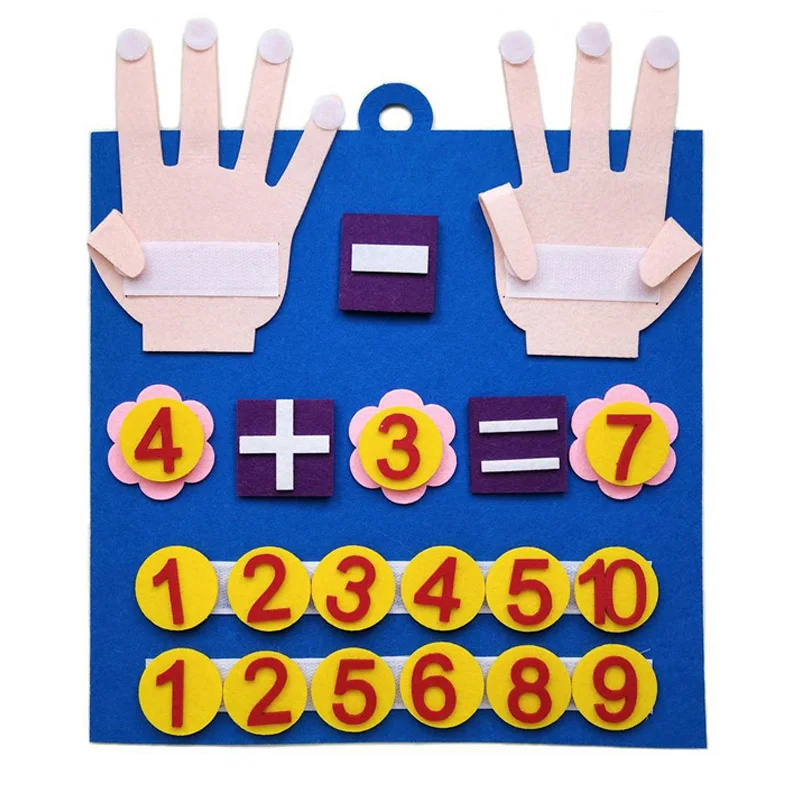 Kinder Montessori Spielzeug Filz Finger Zahlen Mathematik Spielzeug Kinder Zählen Frühen Lernen Pädagogisches Spielzeug Kleinkinder Intelligenz Spiel Image