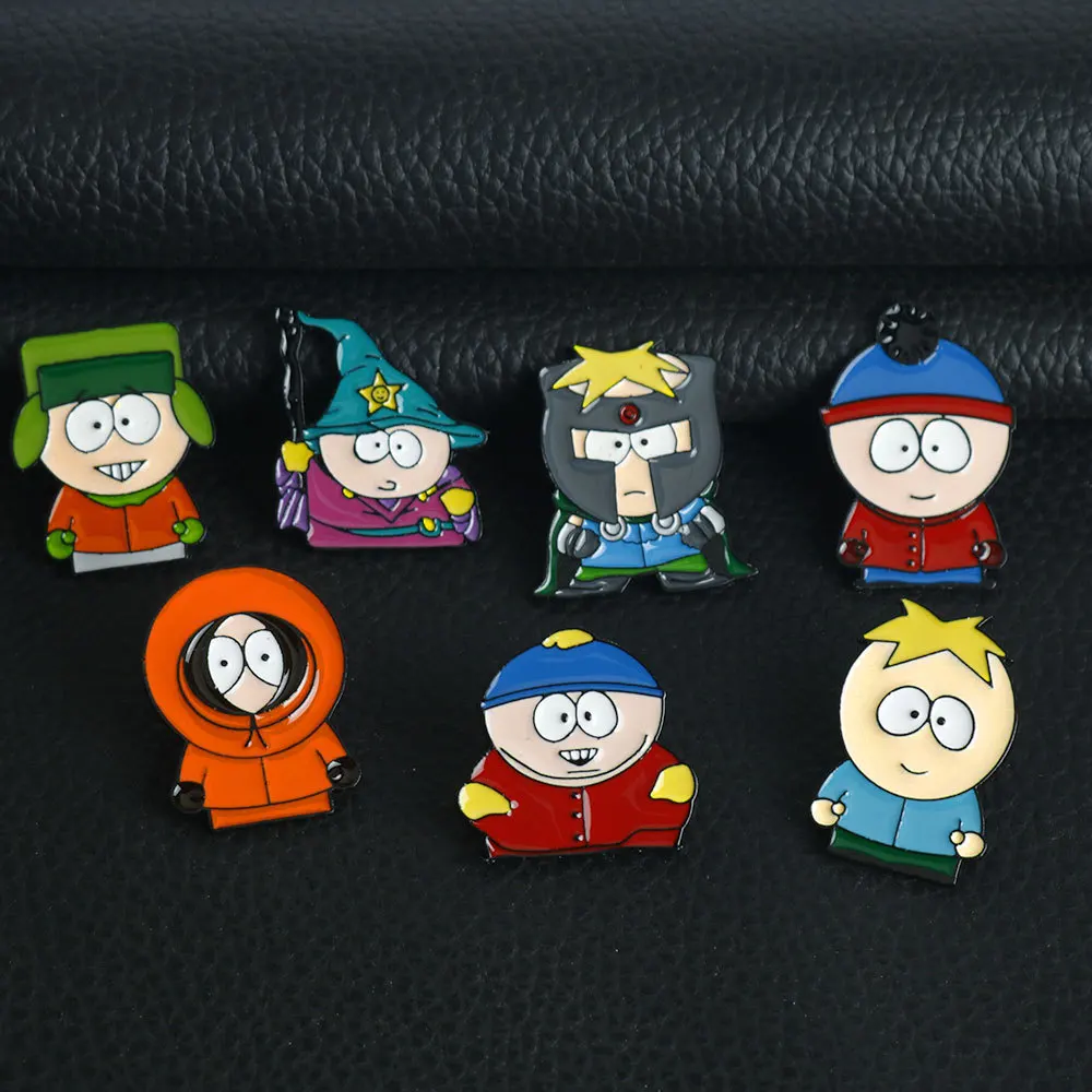 7 Teile/satz Cartoon TV Film Cartman Figur Abzeichen - Nette Anstecknadeln für Rucksäcke, Kleidung & Schmuck Zubehör ( Image