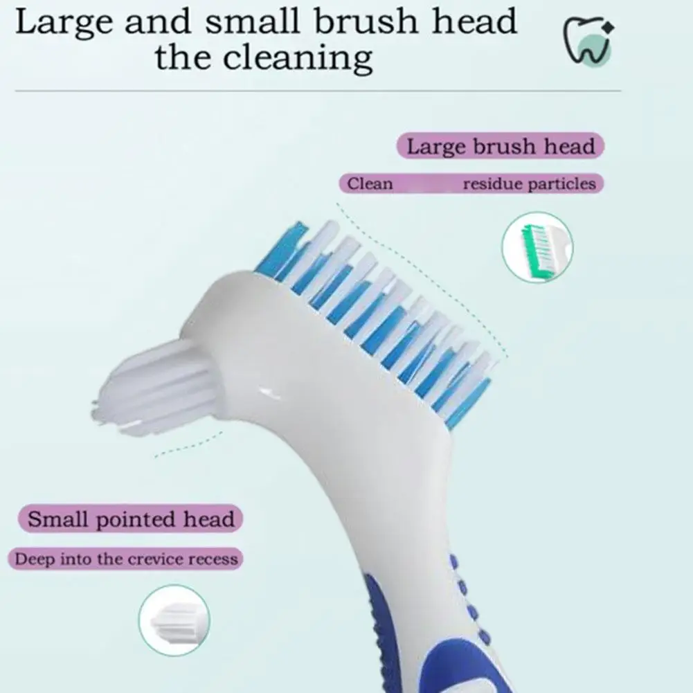 Doppelseitige Prothesen-Zahnbürste, Reinigungsbürste, Prothesenbürste, unsichtbare Zahnspangen, kieferorthopädische Retainer-Entkalkungsbürste Image