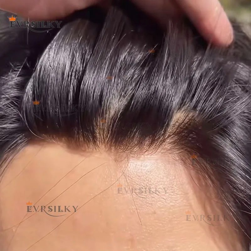 Natürliche Frontlinie Dunkelbraun # 2 schwarzblonde, super haltbare, dünne HD-Haut-PU 1B50 1B80, graues Herren-Toupet, 100 % Echthaar-Perückensystem Image