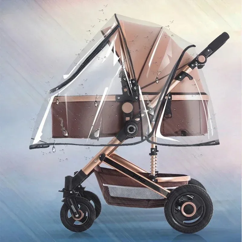 Universeller wasserdichter Kinderwagen-Regenschutz, transparenter Windschutz mit Reißverschluss für Kinderwagen, Regenmantel Image