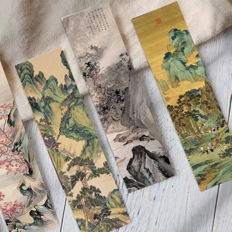 30 Stück Lesezeichen für Landschaftsmalerei im chinesischen Stil, klassische und antike Lesezeichen-Dekoration, Leseseiten-Anmerkungskarten ﻿