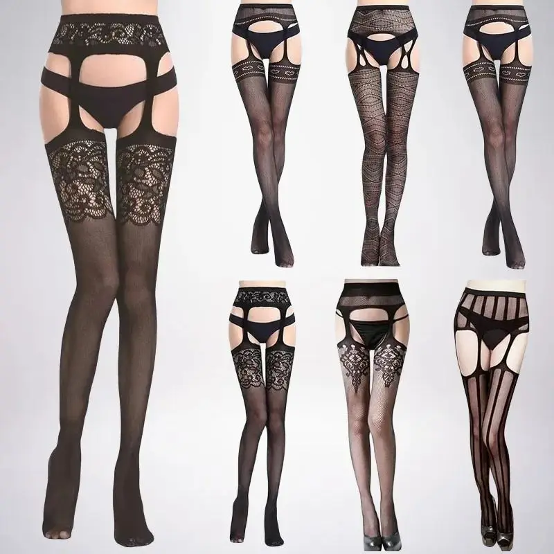 SIMPLEJWEL 4 Stück/1 Stück Netzstrumpfgürtel Strumpf Strapsstrumpfhose Strumpfhosen Oberschenkelhoch Sommer Sexy Hot 4er Pack 1 Packung