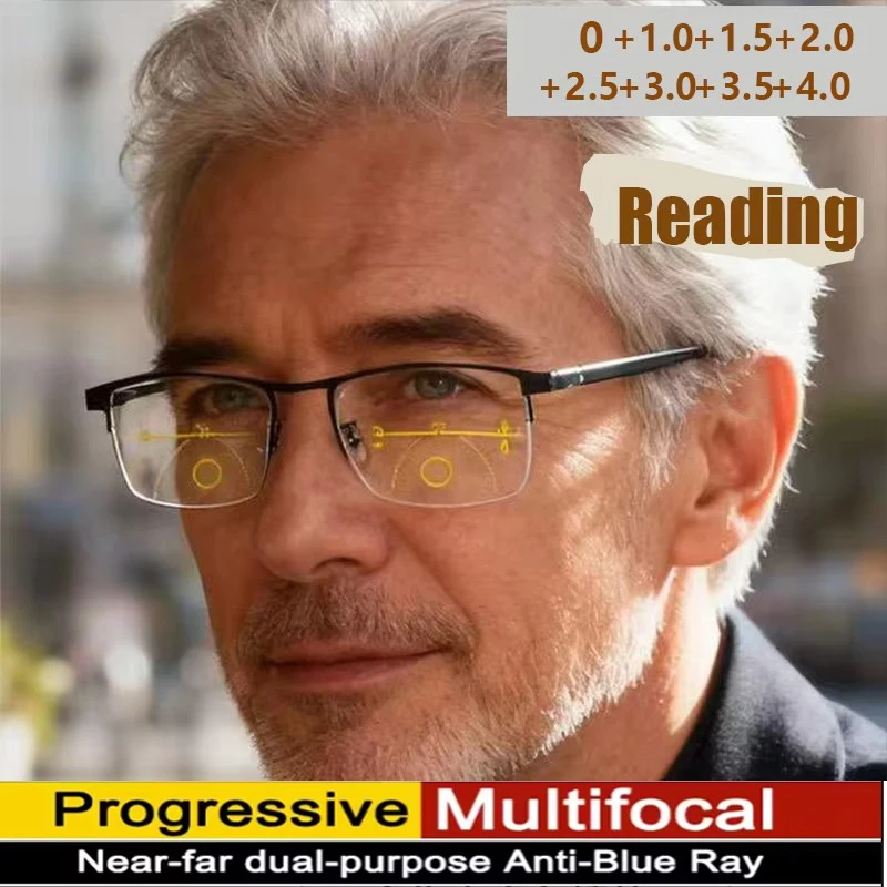 Presbyopie-Brille mit automatischem Zoom, sowohl nah als auch fern, progressive multifokale Presbyopie-Brille, Anti-Blaulicht-Brille 1845-1 Image