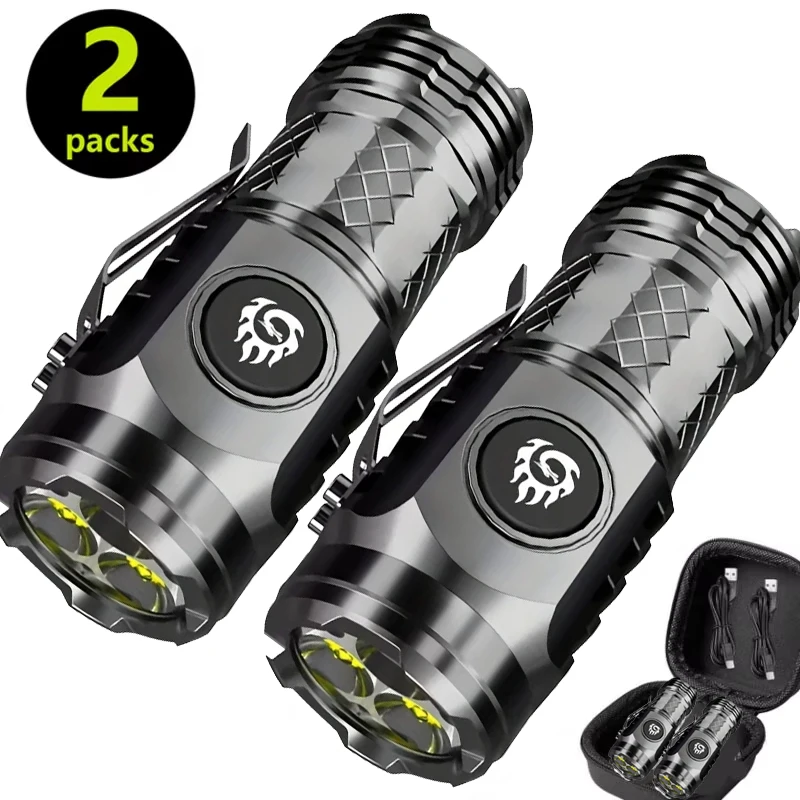 Superhelle MINI-LED-Taschenlampe, USB wiederaufladbar, Angellaterne, leistungsstarke 3-Beleuchtungsmodi, Notfall-Campinglampe für den Außenbereich Image