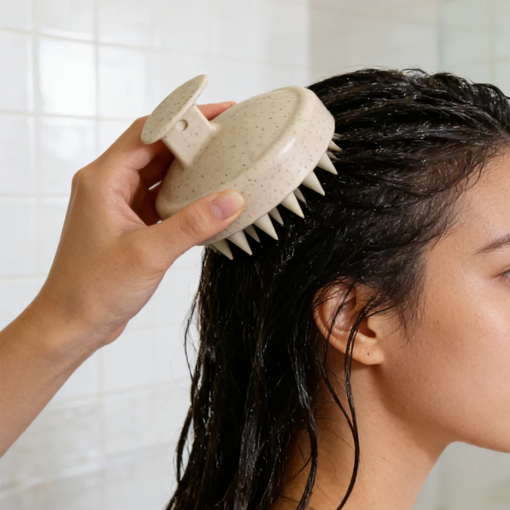 Silikon Haar Waschen Pinsel Weizen Stroh Silikon Haar Waschen Pinsel Kopf Pinsel Kopfhaut Stoppen Juckreiz Kratzen Kamm Friseur Set Image