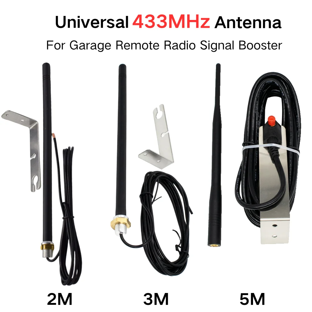 Wasserdichte Außenantenne für Zugangskontrollsysteme/Garagentore zu Hause, 43,93,92 MHz, kabellose Signalverstärkerantenne (2 m/3 m/5 m) Image