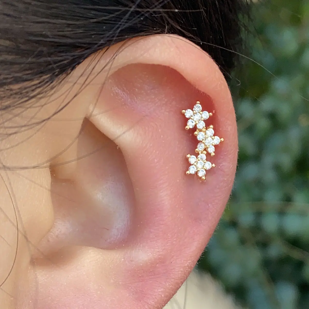 1PC Neue Gebogene Cz Knorpel Stud Mond Blatt Helix Rook Conch Schraube Zurück Ohrring Edelstahl Bar Ohr Piercing schmuck Image