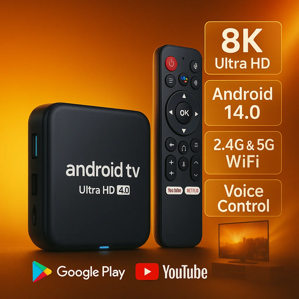 8K Android 14 TV Box RK3518 WiFi 6 BT Smart Media Player Sprachsteuerung Google Play Netflix YouTube Set Top Box Heimkino Image