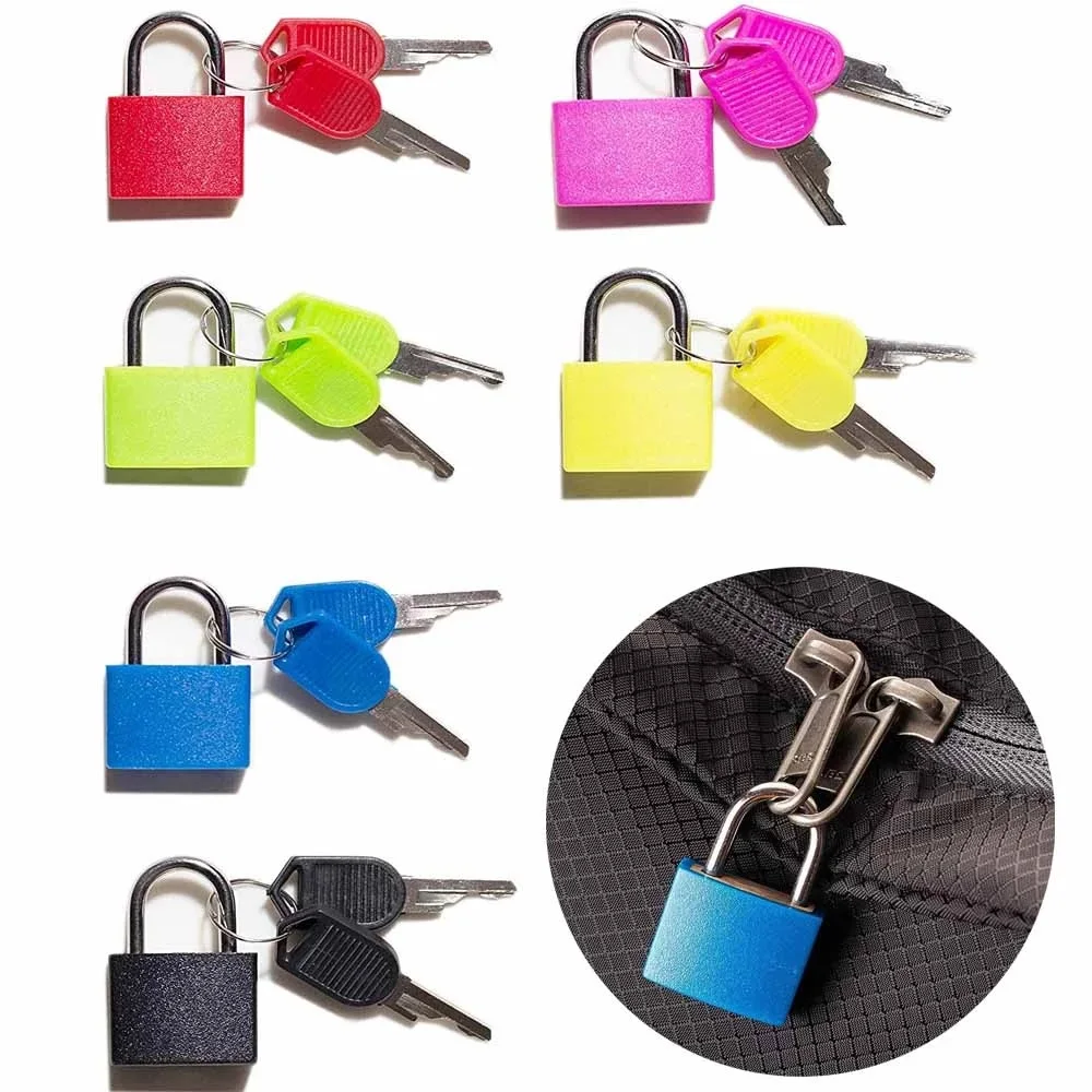 Neue 6 Farben kleine Mini starke Stahl Vorhänge schloss Reise winzigen Koffer Anti-Diebstahl-Schloss mit 2 Schlüsseln Image