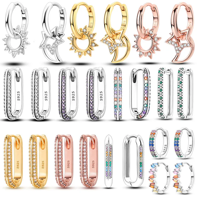 Original 925er Sterlingsilber, buntes Gold, Roségold, große Creolen für Frauen, Kollokation, Hochzeit, für Frau, Freundin, Geschenk